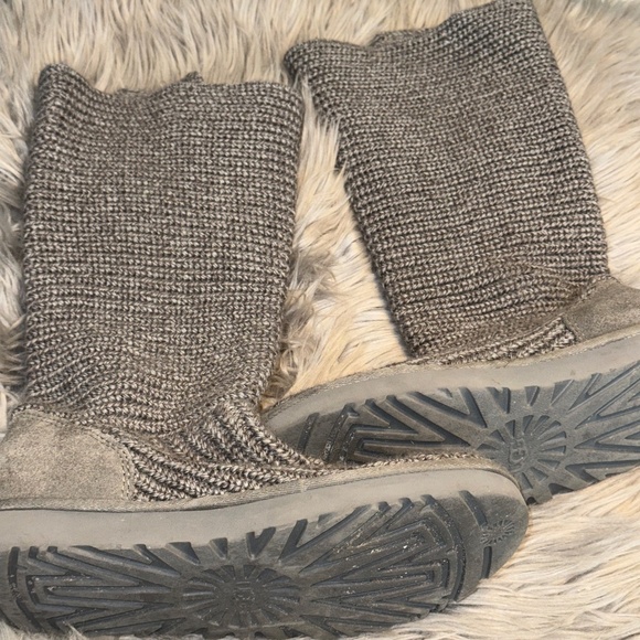 EUC Ugg Classic Cardy Knee Crochet Winter Boots Grey Size 9 - Picture 5 of 12